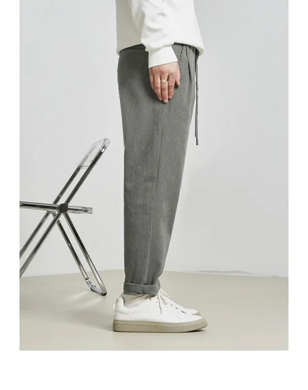 Cropped Design 100% Polyester Blank Mens Corduroy Pants With Stretch Waist - Image 3