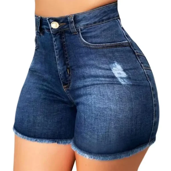 Direct Cross-Border European American Elegant Flowing Denim Shorts Women's Slim Fit Elastic Shorts Hot-Selling - Image 2