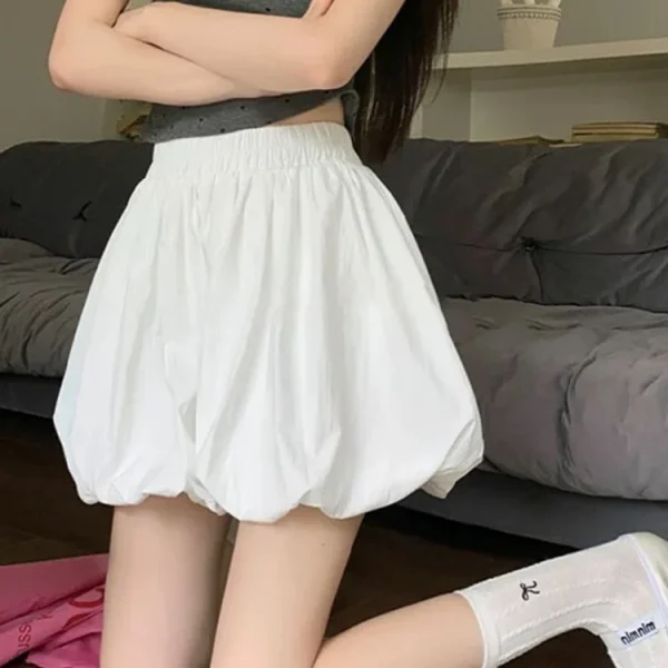 Women's Japanese Style A-Line Slimming Half Skirt Floral Bud Design White New Summer Half-Length Anti-Exposure Skirt Belt