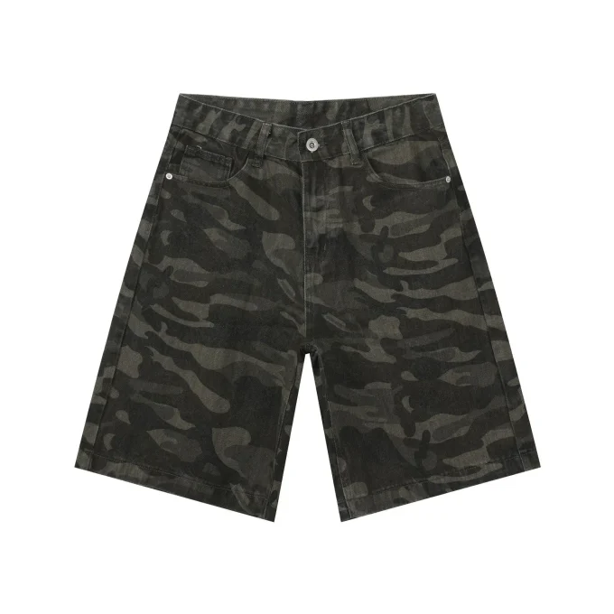 Cowboy Summer New Camouflage Casual Cargo Pants Men Woven Zipper Fly Mid Waist Trendy Workwear and Beach Shorts - Image 6