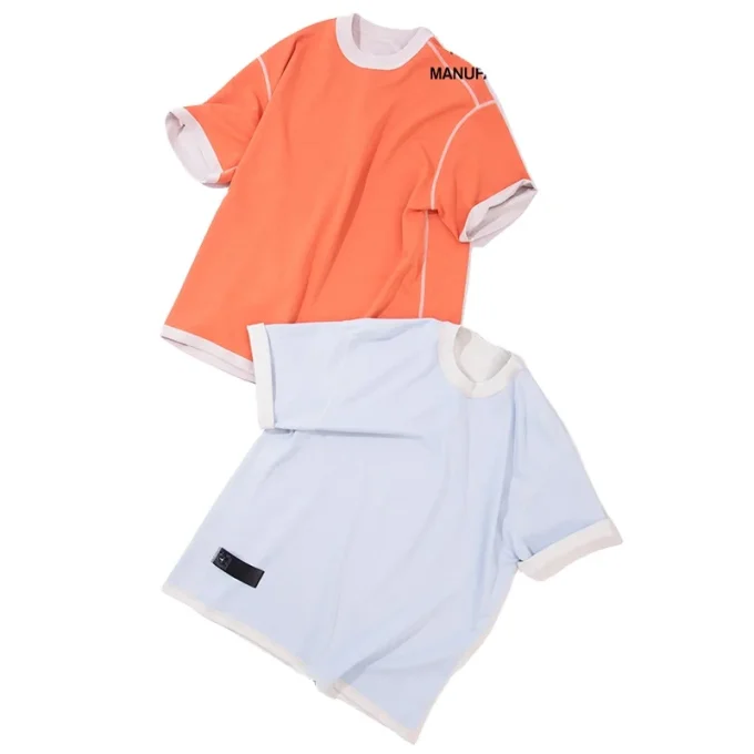 2025 Summer Vintage Style New Two-Tone Reversible Short Sleeve T-Shirt Oversized Loose Drop Shoulder Casual Versatile 300 Gram