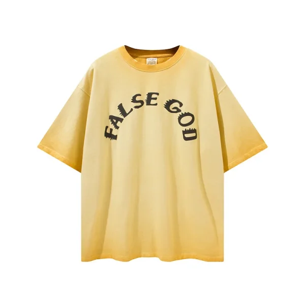 Vintage Gradient Colors Puff Print Short-sleeved T-shirt - Image 2