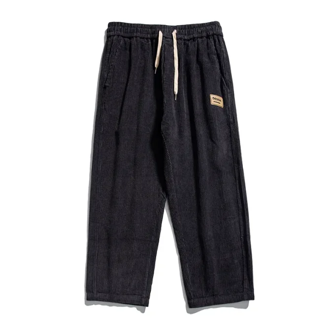 100% Cotton Front Pleat Relaxed Fit Corduroy Chino Pants for Men