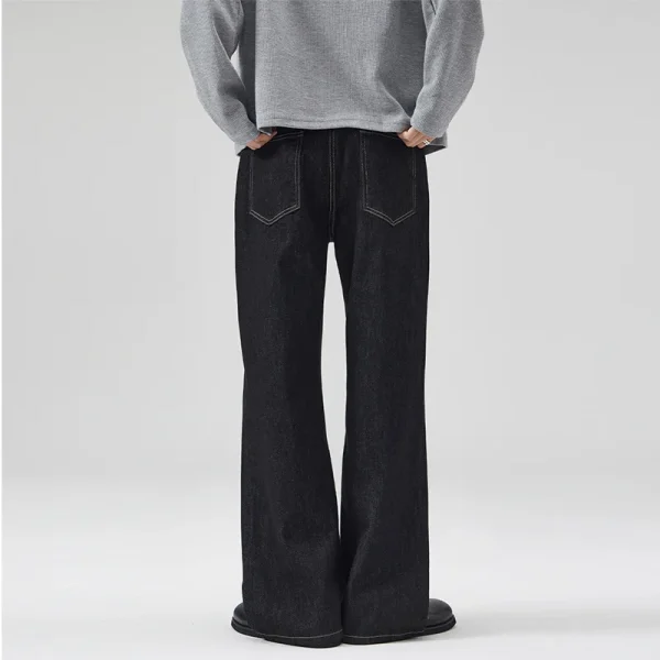 2025 Men's Straight Loose A-Line Versatile Pants New Style Old Money Original Black Blue Cow Red Ear Trendy Trendy Jeans Washed - Image 2