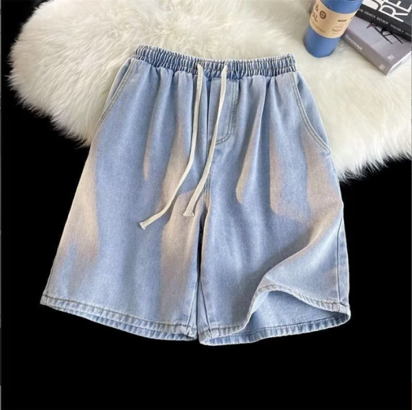 Men's Trendy Summer Sports Pants 100% Cotton Five-Point Elastic Waist Straight Loose Fit Drawstring Casual Sports-Perfect - Image 6