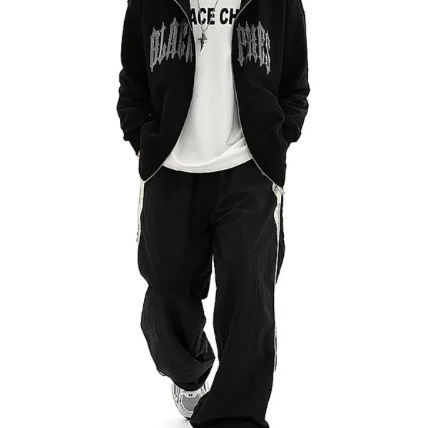 Heavy Weight Street Wear Letters Hot Drilling  Men's Hoodies