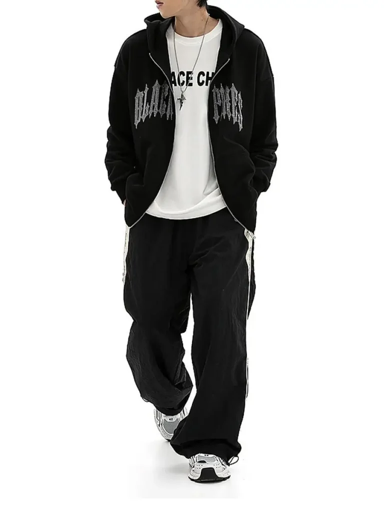 Heavy Weight Street Wear Letters Hot Drilling  Men's Hoodies - Image 3
