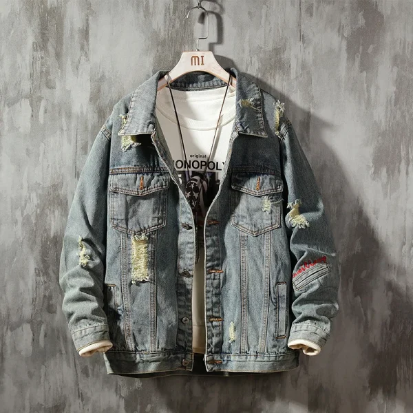 2025 New Arrival Fashion Denim Jacket Washed Blue Men Denim Jean Jackets