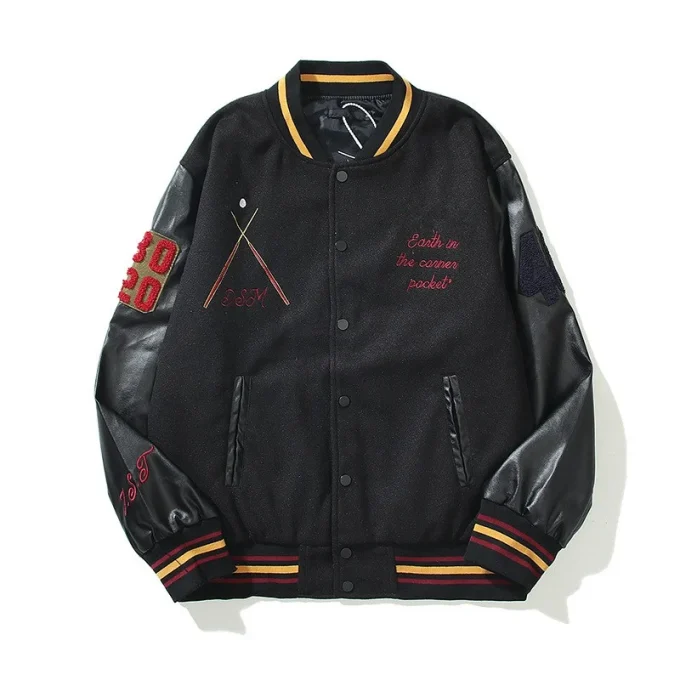 Black Jacket Men Vintage Letter Embroidery Mens Jackets and Coats Japanese Streetwear Hip Hop Bomber Jackets