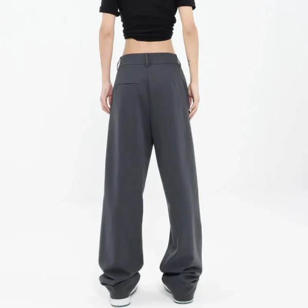 Women's Stylish Design Spring Summer Straight-Leg Trousers Sensual Draping New Arrival Wide-Leg Casual Pants Mid-High Loose - Image 3