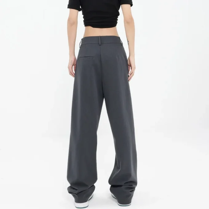 Women's Stylish Design Spring Summer Straight-Leg Trousers Sensual Draping New Arrival Wide-Leg Casual Pants Mid-High Loose