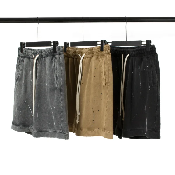 Solid Color Wash-and-wear  Men's Shorts Distress Short High Street Pants Shorts for Men - Image 4