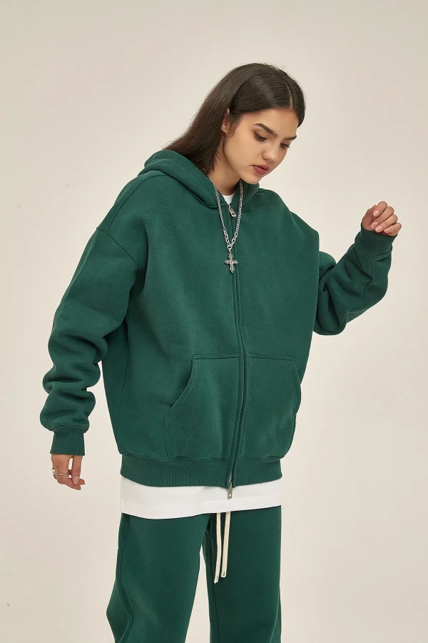 New Product Hot Sale Cropped Hoodie and Cozy Sweatpants Suit Heavyweight Oversized Plain Thick Boxy Hoodie Set - Image 3