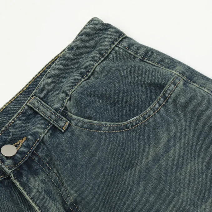 Autumn and Summer New Loose Wide-leg Korean Style Retro Shorts Jeans Men's Size