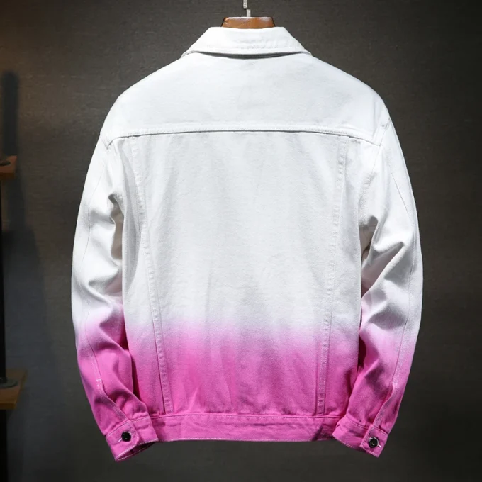 Gradient Jeans Jacket Men Japanese Retro Loose Streetwear Denim Jacket Hip Hop Men's Denim Jacket