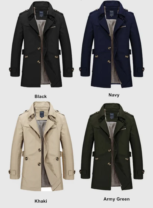 Durability Jackets Safarwhiteerwear Mring in Army Green Canvas Fabric Men Casual Woven Long Jacket for Men Long Coats - Image 6