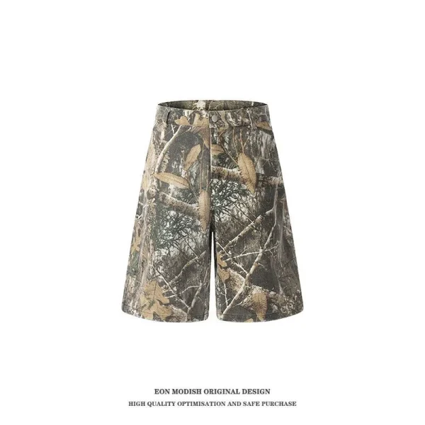 Summer Baggy All Over Real Tree Digital Print Hunting Camouflage Work Pants Cavas 100% Cotton Denim Camo Cargo Shorts Men - Image 5