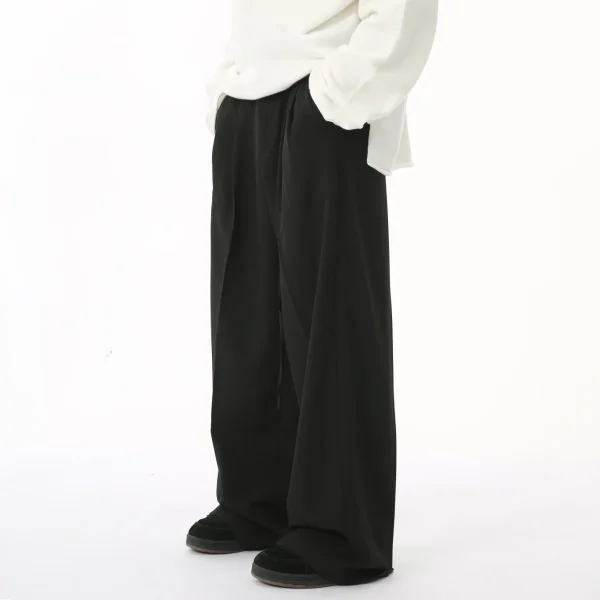 2025 Autumn New Men's Luxury Korean Casual Pants High-End Pure Color Draped Straight-leg Mid Trendy Loose Dress Pants - Image 2