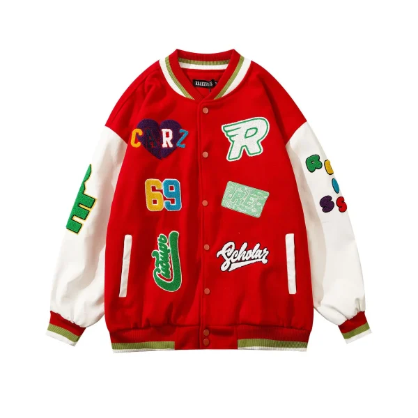 2025 New Design Jacket Embroidered Embossed Baseball Jacket Street Style Men's Jacket - Image 4