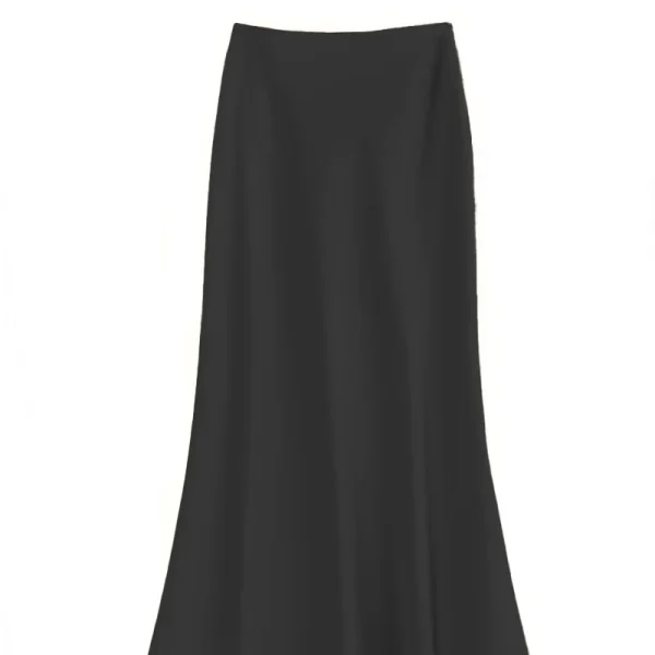 Women's High Waist A-Line Fishtail Skirt Long Satin-Draped Acetate Skirt with French Style for Spring Summer Casual Dressing