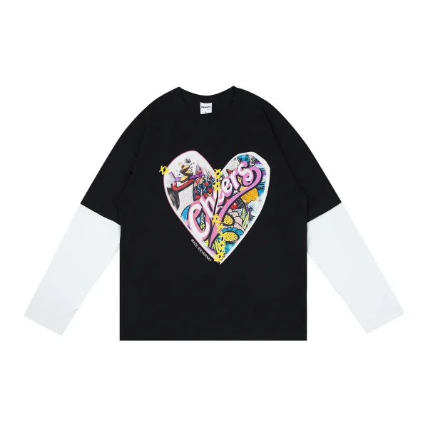 Cotton DTG Printed Men's T-shirt Screen Printed Design Double Layer Long Sleeve T-shirt for Men