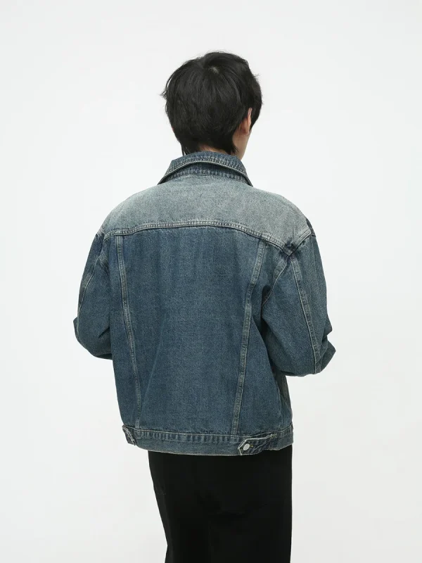 Denim Jacket Men's Autumn New Retro Style Old Design Loose Denim Jacket Men's Size - Image 4