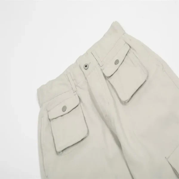 Causal Simple Solid Colors Straight Leg Trousers Multi Pocket Cargo Pants for Men - Image 4
