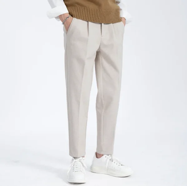 Casual Classic Soft Light Slim Fit Straight Men Dress Chino Khaki Trousers Pants