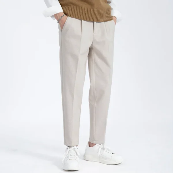 Casual Classic Soft Light Slim Fit Straight Men Dress Chino Khaki Trousers Pants
