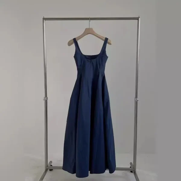 2025 Summer New Korean Waist-Cinching Slimming Elegant Simple Sleeveless Mid-Length Dress Trendy Casual Fashion Strap for Women - Image 4