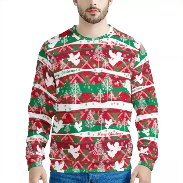 Christmas Polyester Striped Pull Over Oversize Hoodie Men's 3D Printed Hoodies Sweatshirts - Image 2