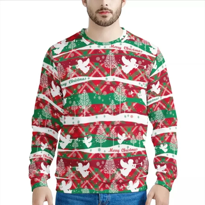 Christmas Polyester Striped Pull Over Oversize Hoodie Men's 3D Printed Hoodies Sweatshirts