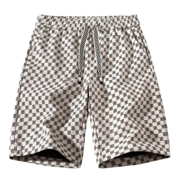 Fashion Street Style Men's Shorts Design Summer Full Printing Canvas Fabric Casual Mens Gym Shorts Knitted Mid Waist