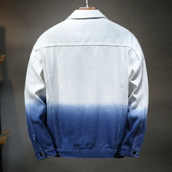 Gradient Jeans Jacket Men Japanese Retro Loose Streetwear Denim Jacket Hip Hop Men's Denim Jacket - Image 5