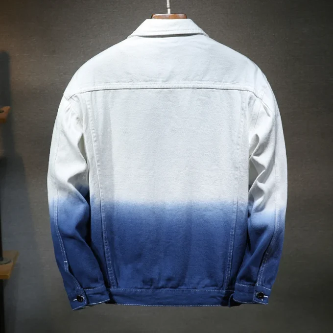 Gradient Jeans Jacket Men Japanese Retro Loose Streetwear Denim Jacket Hip Hop Men's Denim Jacket