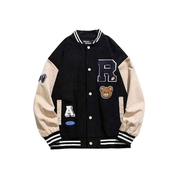 Low MOQ Streetwear Jacket 3D Embroidered Patched Winter Warm Baseball Jacket Men