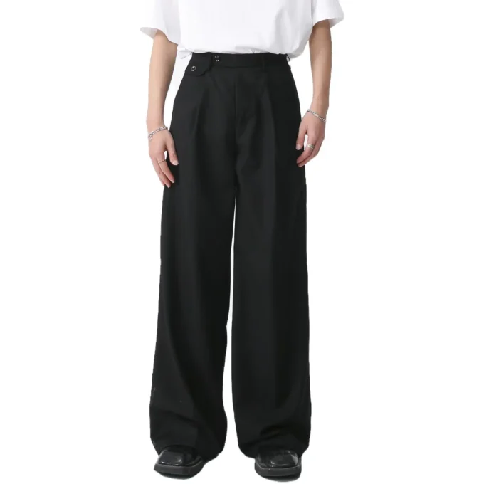 Breathable Casual Simple Straight Wide Leg Loose Baggy Pants for Men