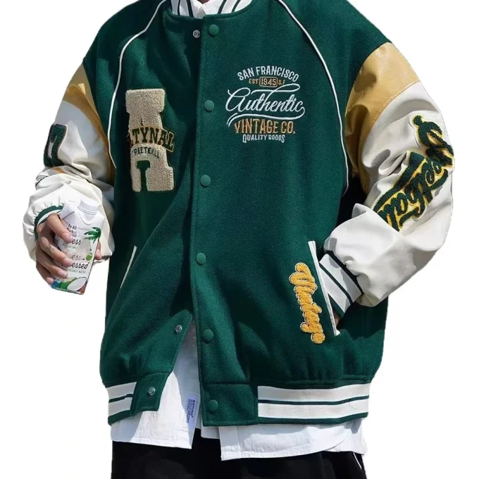 Hot Selling Plus Size Cool Style Winter Embroidery Baseball Varsity Jackets for Men
