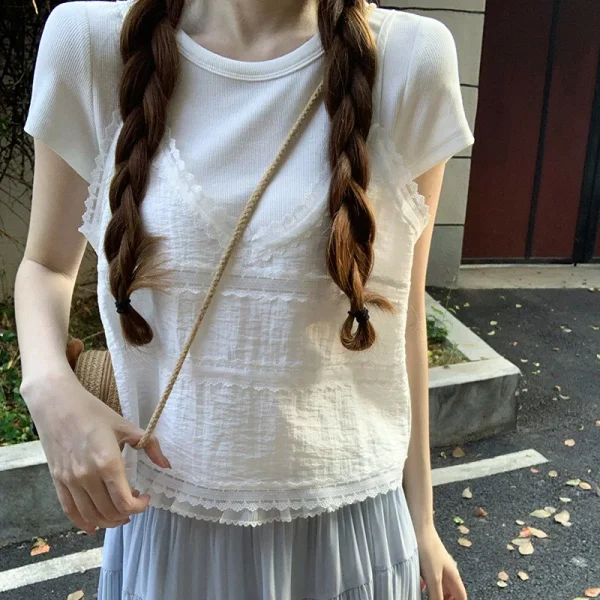 Women's  Two-Piece Set Casual Solid  Seasonal Clearance  Short Neck Top - Image 3