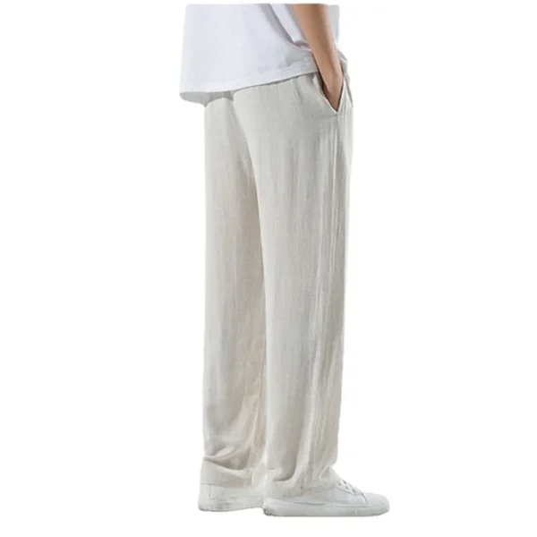Cotton and Linen Trousers Black Blue Fashion Simple Pants Loose Breathable Daily Formal Trousers Men - Image 2