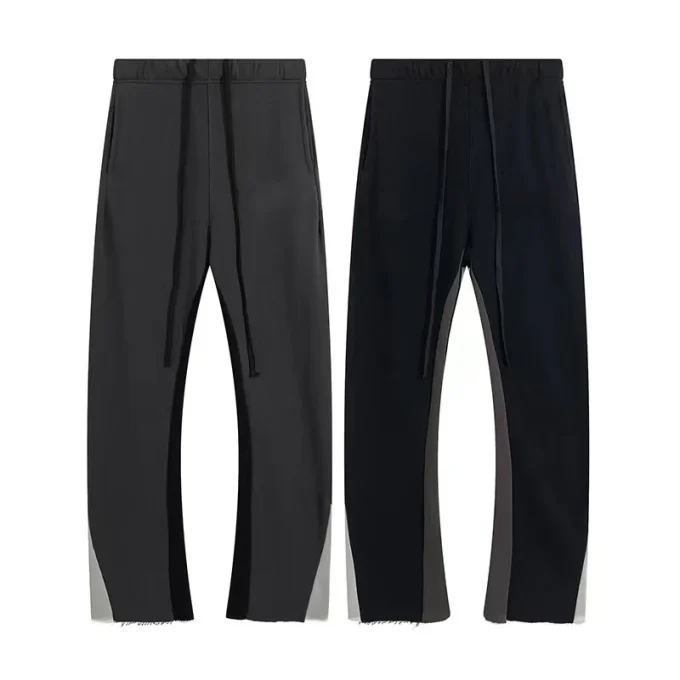 Baggy Casual Sport Pants Men High Quality 100% Cotton Two-color Splicing Design Sweatpants for Men