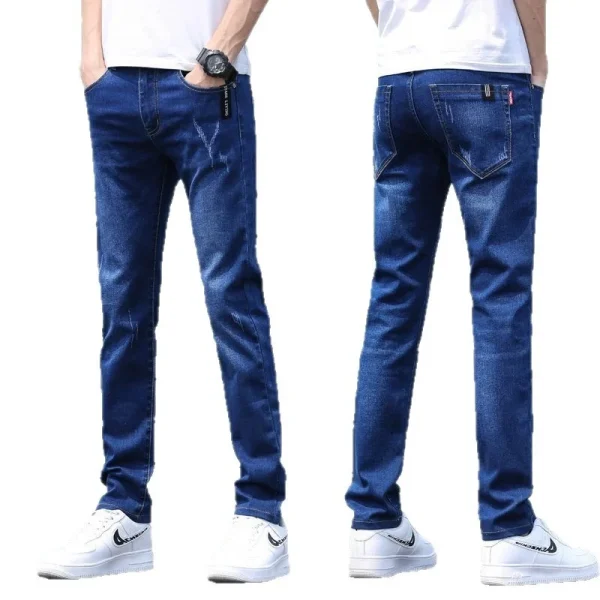 2025 Spring Summer Trendy Jeans for Men Versatile Light Color Straight Pants Casual Solid Small Feet for Everyday Use - Image 5
