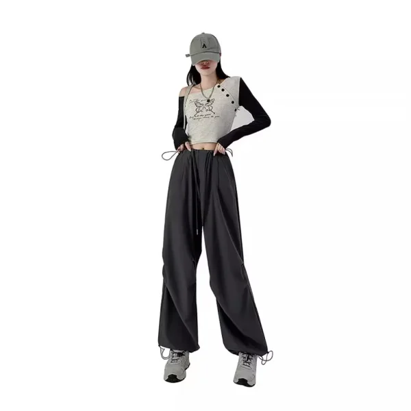 Women's High-End American-Style Cargo Pants High-Waisted Wide-Leg Sweatpants - Image 5