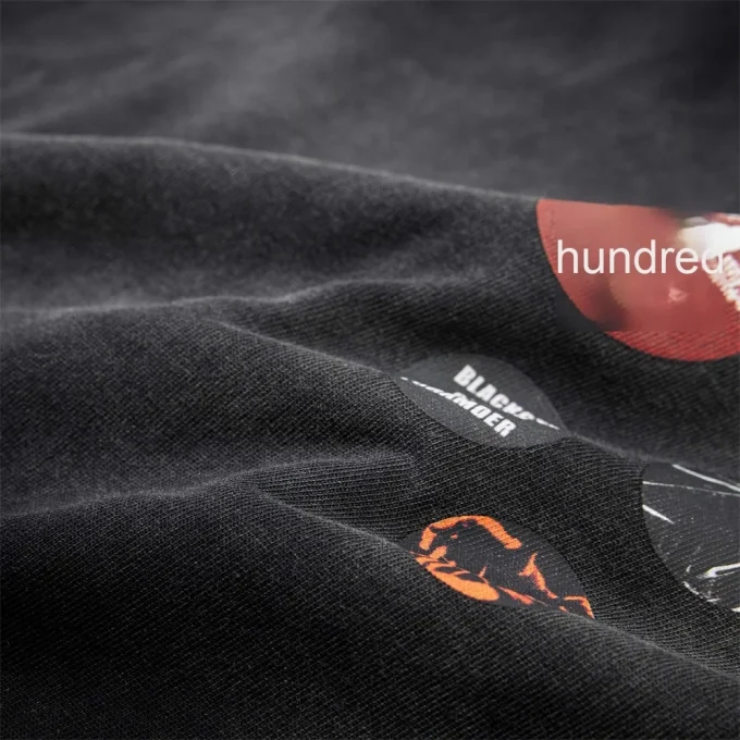 Creative Punk Spray-Painted Old Dirty Design Men's Casual Trendy Short-Sleeved T-Shirt Pure Cotton Badge Printed Neck Top