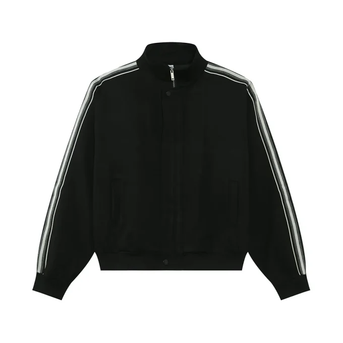 Men's Fashion New Casual Pants Zipper Jacket Side Stripe Color-Block Design Stand Collar Loose Fit Track Suit for Men