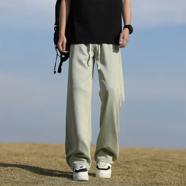 2025 Summer Retro Jeans for Men American High Street Trendy Loose Straight Wide Leg Casual Pants 3D Washed Denim Technique - Image 2
