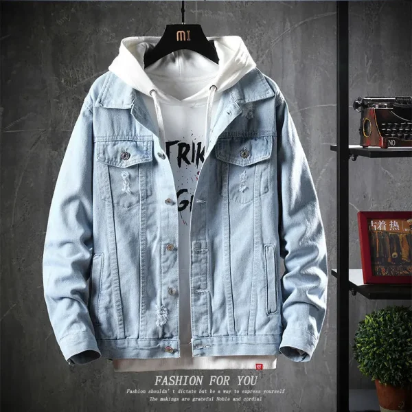 Good Quality Mens Spring Denim Jean Jacket Ripped Jean Denim Jackets for Men 2025 - Image 2