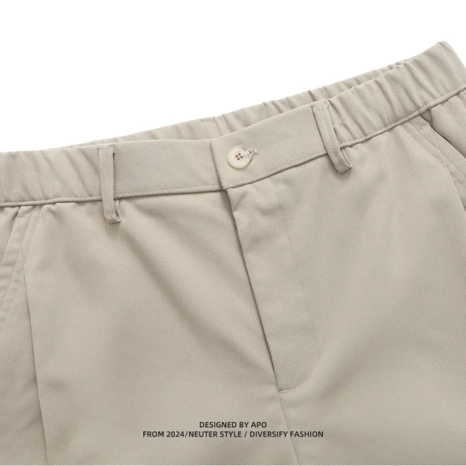 Men's 2025 New Business Casual Slimming Straight-Leg Western Sle 100% Cotton Outer Wear Summer Pleated Shorts - Image 3