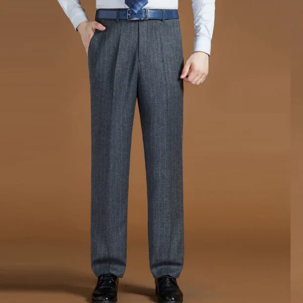 Casual Classic Cotton Soft Light Slim Fit Straight Men Dress Chino Khaki Trousers Pants - Image 4