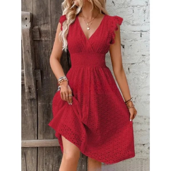 2025  Hot-Selling New Multicolor In-Stock European American Summer Ruffle Sleeve Casual Chic Chiffon - Image 4